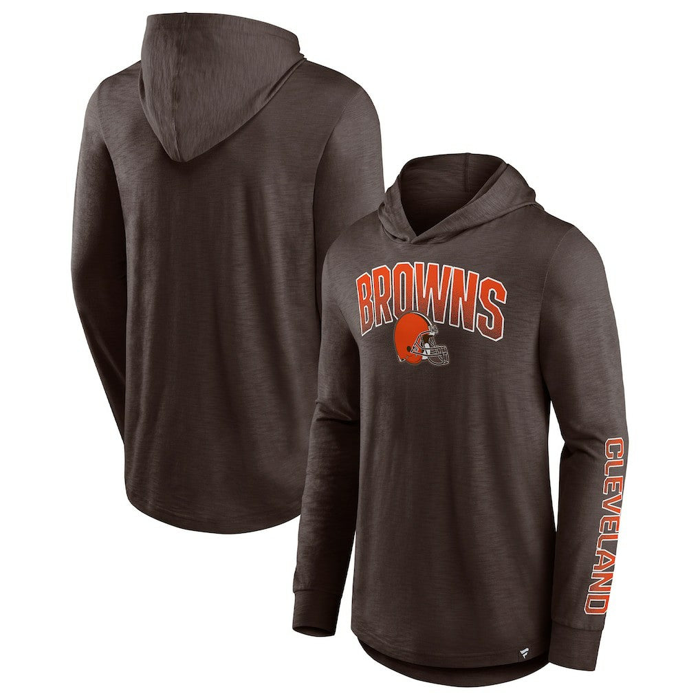 Cleveland Browns Front Runner Long Sleeve Hooded T-Shirt - Brown discount