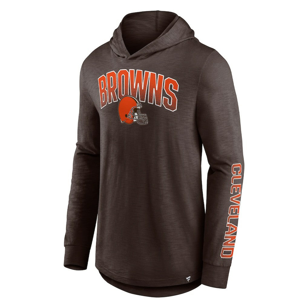 Cleveland Browns Front Runner Long Sleeve Hooded T-Shirt - Brown discount