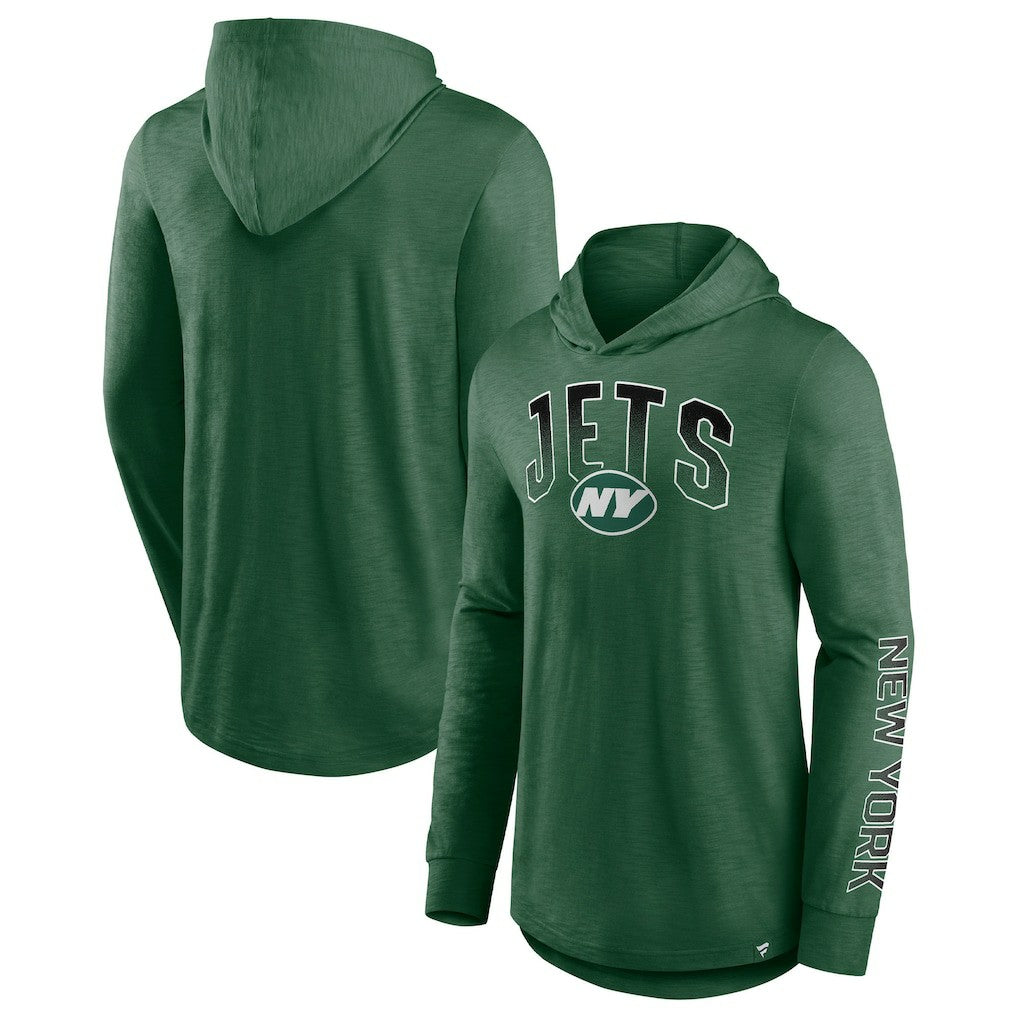 New York Jets Front Runner Long Sleeve Hooded T-Shirt - Green on sale