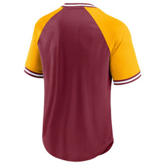 Washington Commanders Second Wind Raglan V-Neck T-Shirt - Burgundy/Gold discount