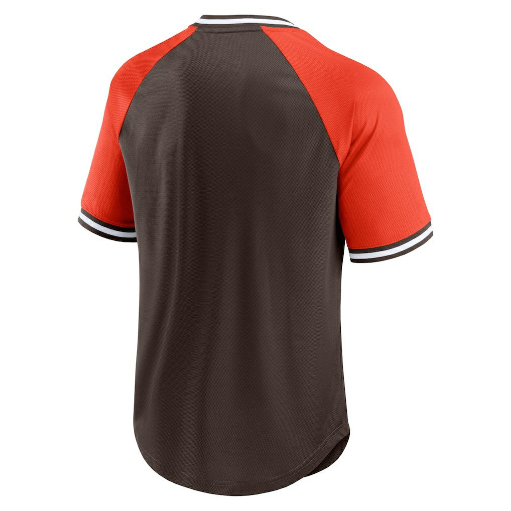 Cleveland Browns Second Wind Raglan V-Neck T-Shirt - Brown/Orange for sale