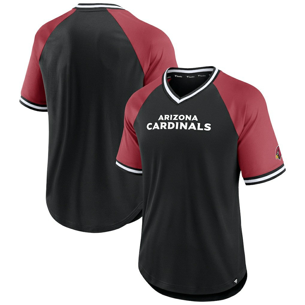 Arizona Cardinals Second Wind Raglan V-Neck T-Shirt - Black/Cardinal cheap