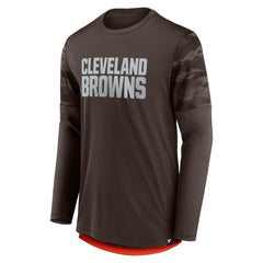 Cleveland Browns Square Off Long Sleeve T-Shirt - Brown/Orange on sale