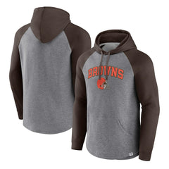 Cleveland Browns By Design Raglan Pullover Hoodie - Heathered Gray/Brown sale