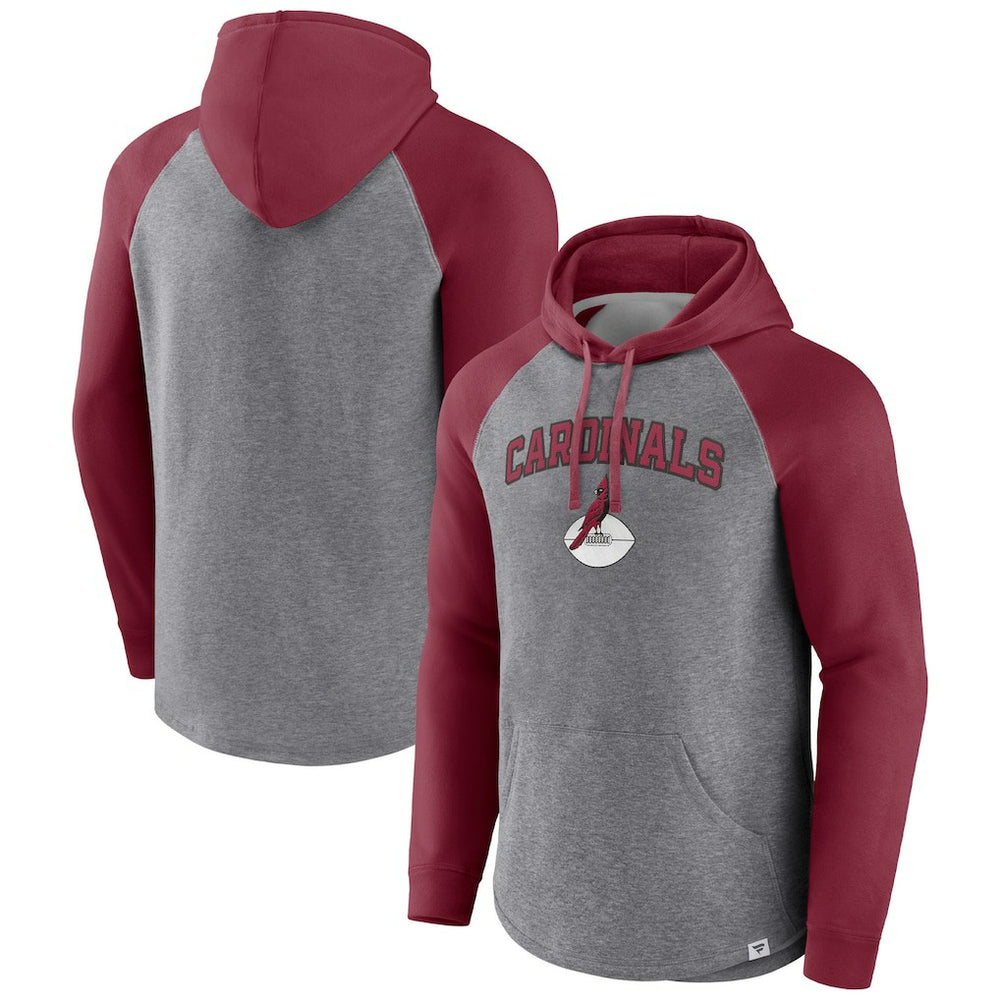 Arizona Cardinals By Design Raglan Pullover Hoodie - Heathered Gray/Cardinal online