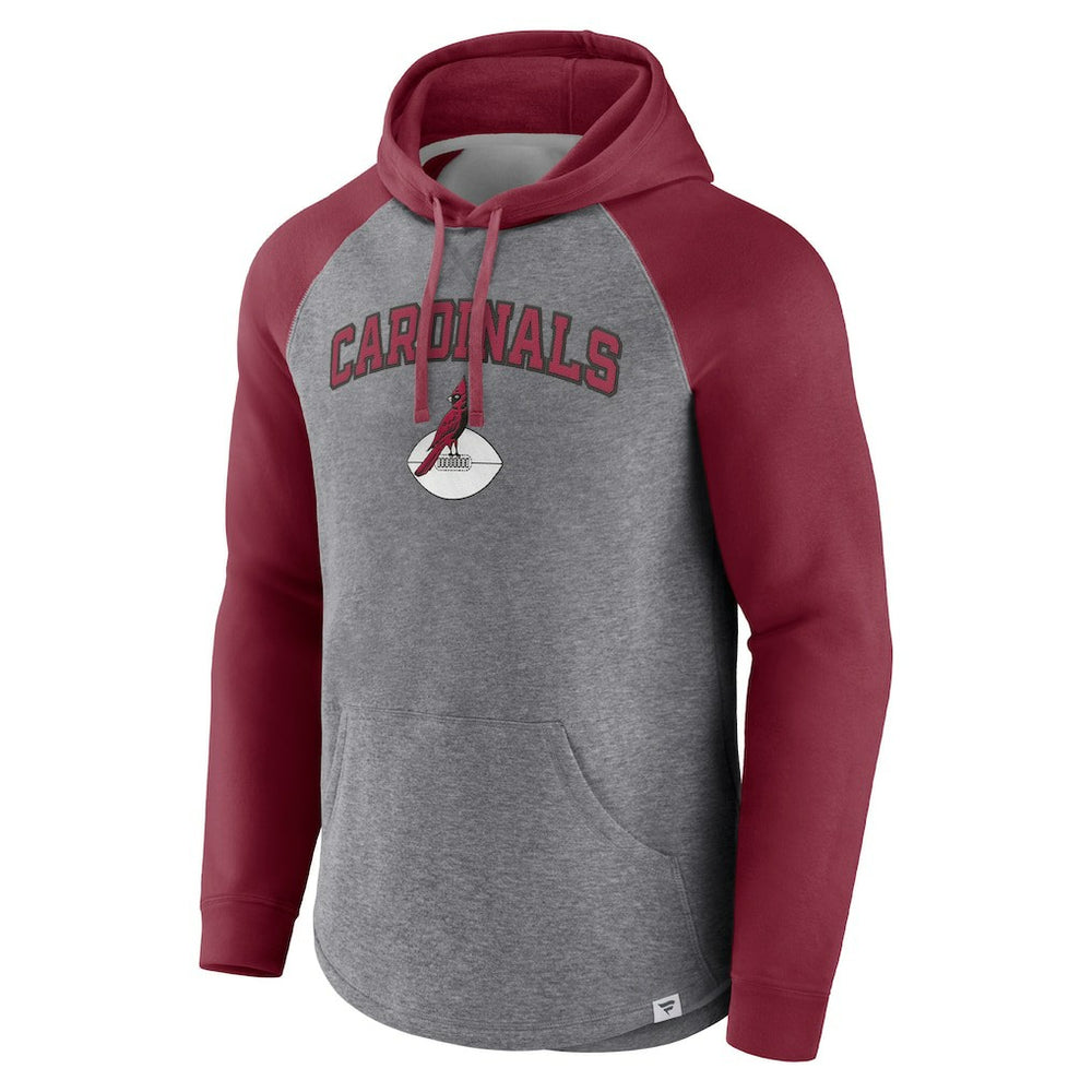 Arizona Cardinals By Design Raglan Pullover Hoodie - Heathered Gray/Cardinal online