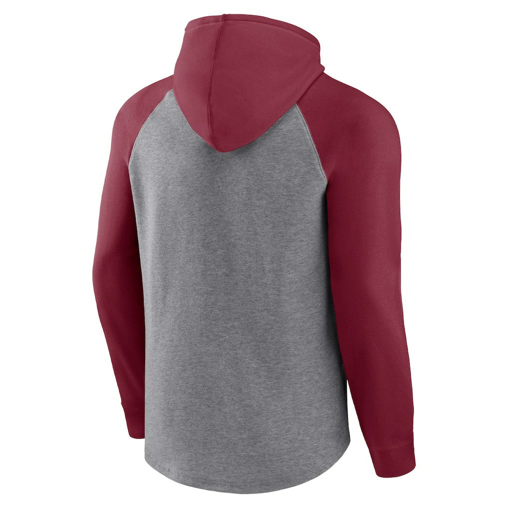 Arizona Cardinals By Design Raglan Pullover Hoodie - Heathered Gray/Cardinal online