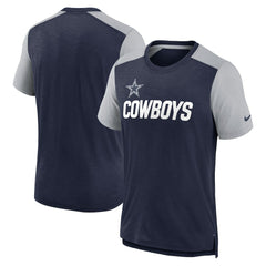 Dallas Cowboys Color Block Team Name T-Shirt - Heathered Navy/Heathered Gray outlet