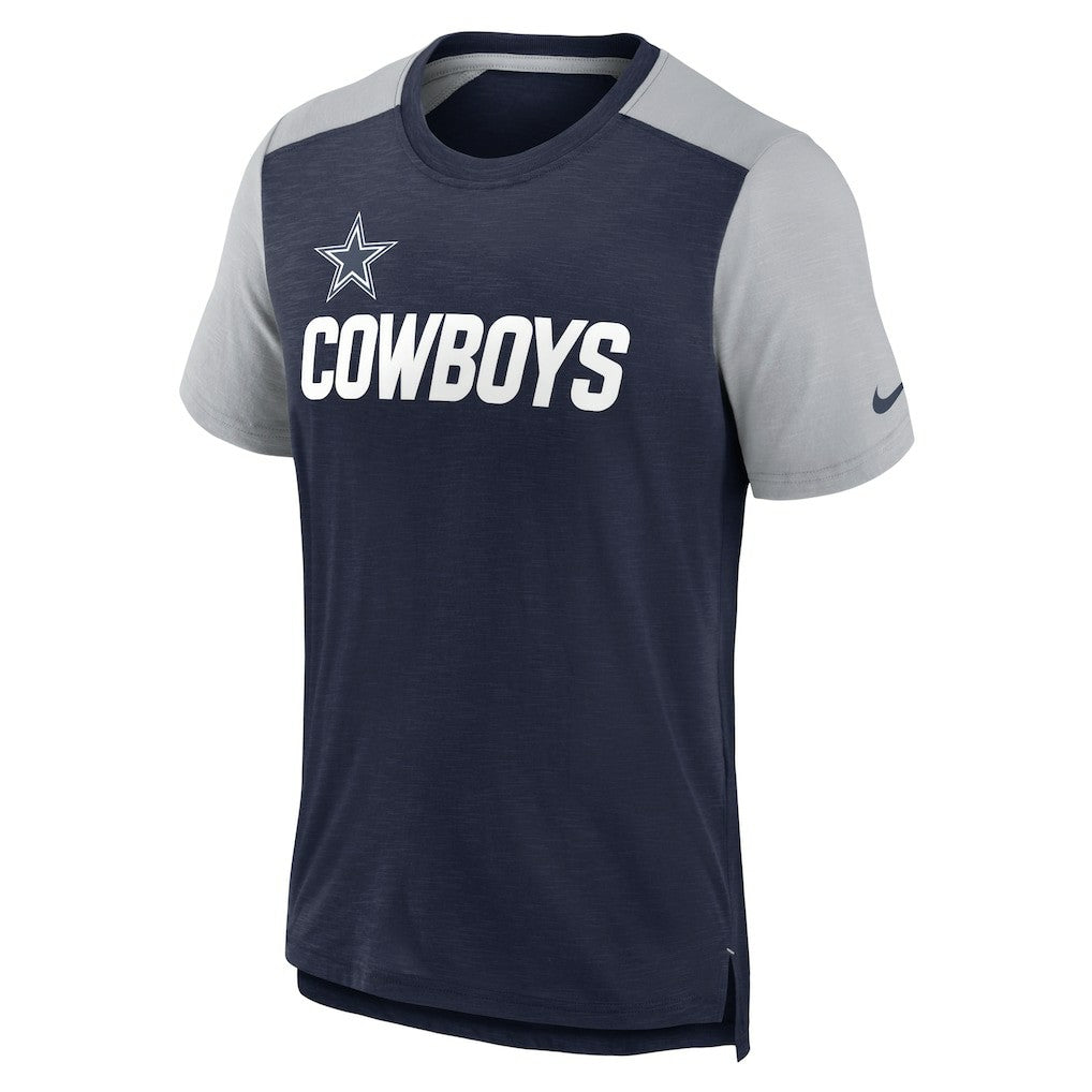 Dallas Cowboys Color Block Team Name T-Shirt - Heathered Navy/Heathered Gray outlet