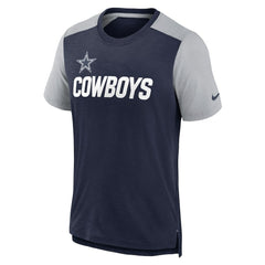 Dallas Cowboys Color Block Team Name T-Shirt - Heathered Navy/Heathered Gray outlet