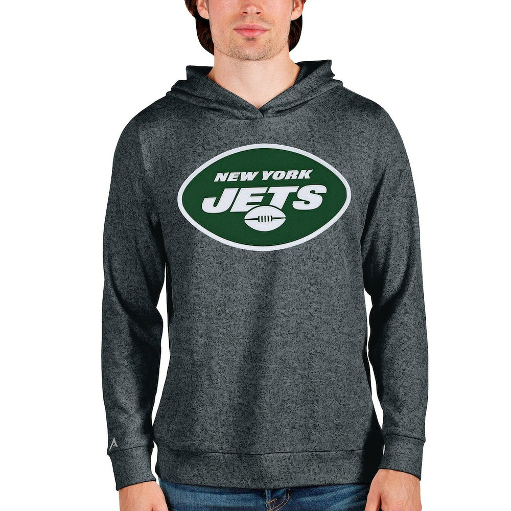 New York Jets Antigua Team Absolute Pullover Hoodie - Heathered Charcoal discount