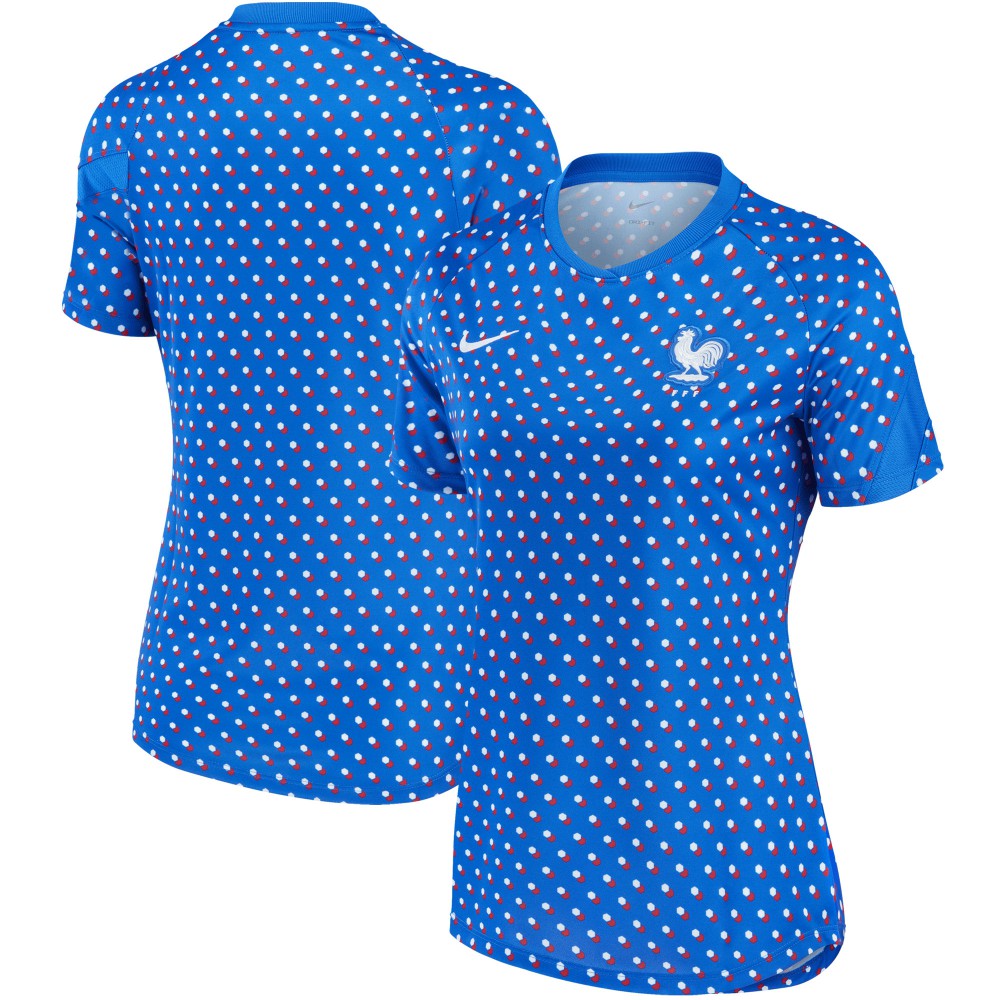 France Women's National Team Women's 2022/23 Away Pre-Match Performance Top - Blue shop