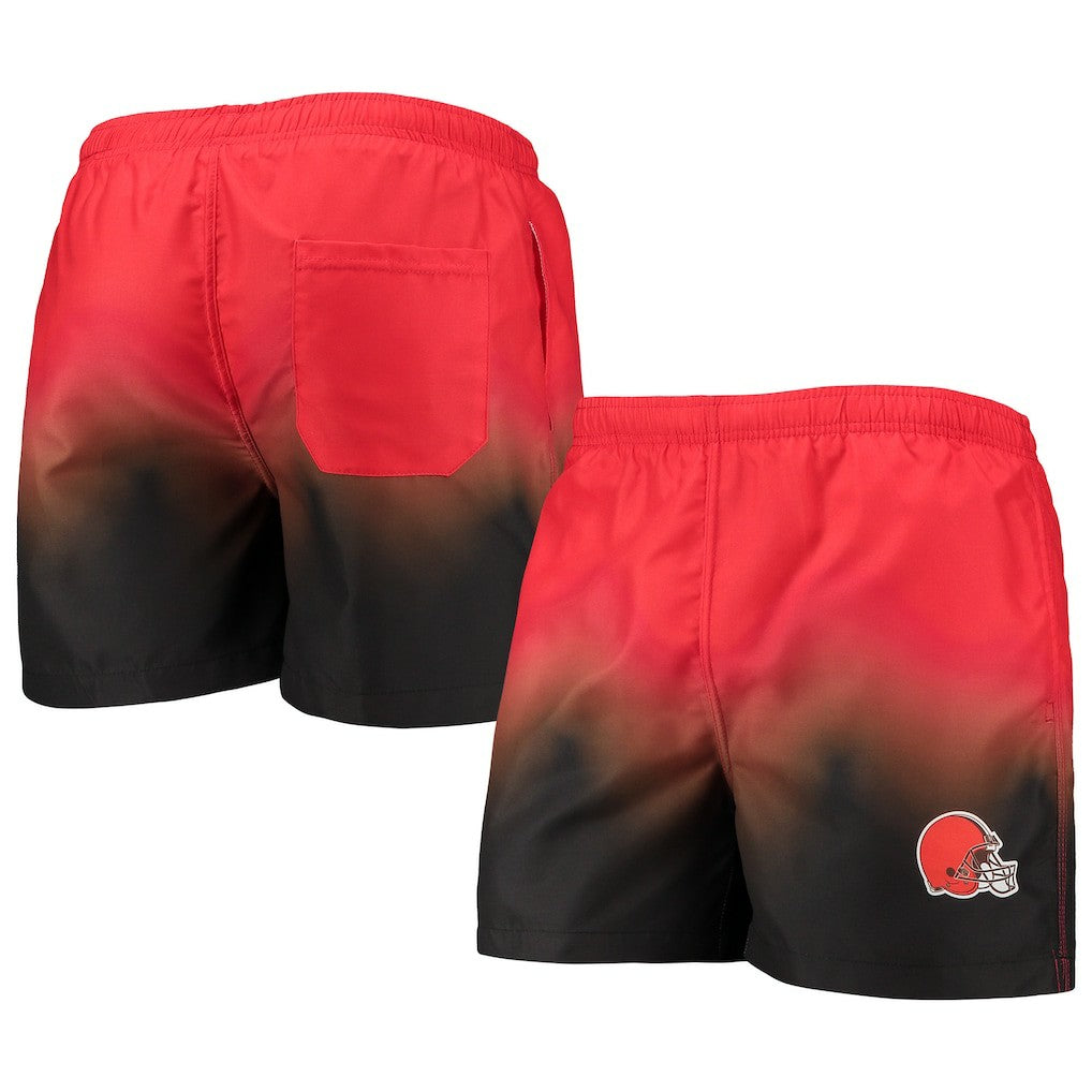 Cleveland Browns FOCO Dip-Dye Swim Shorts - Orange/Brown discount