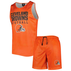 Cleveland Browns FOCO Colorblock Mesh V-Neck & Shorts Set - Orange cheap