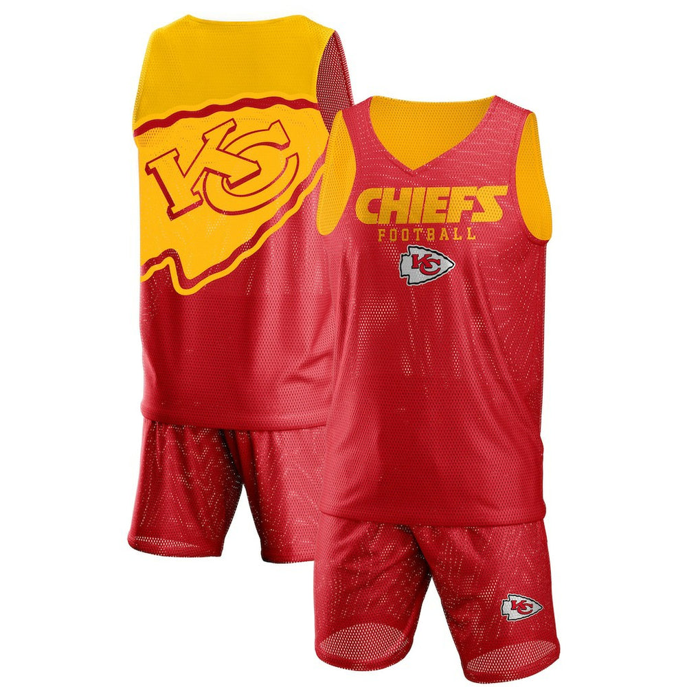 Kansas City Chiefs FOCO Colorblock Mesh V-Neck & Shorts Set - Red on sale