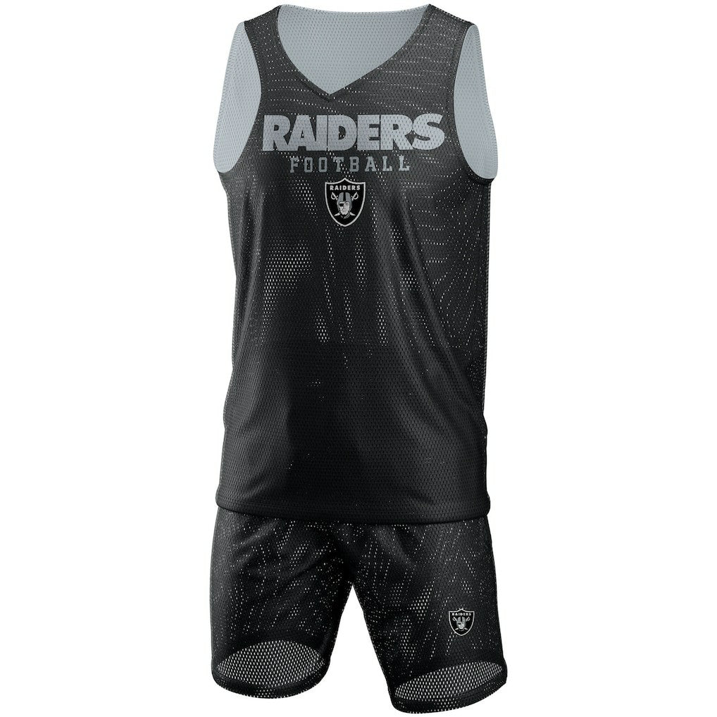 Las Vegas Raiders FOCO Colorblock Mesh V-Neck & Shorts Set - Black sale