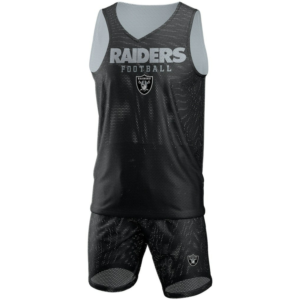 Las Vegas Raiders FOCO Colorblock Mesh V-Neck & Shorts Set - Black sale