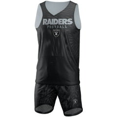 Las Vegas Raiders FOCO Colorblock Mesh V-Neck & Shorts Set - Black sale