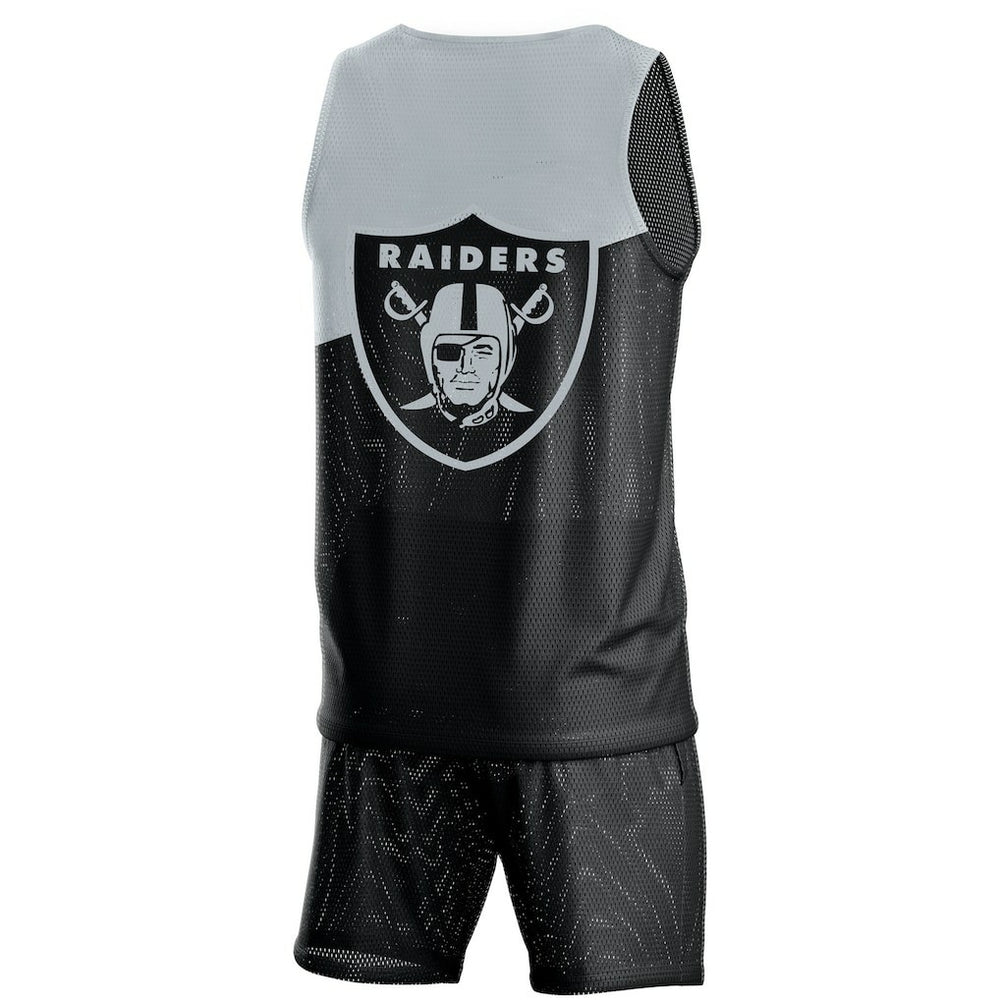 Las Vegas Raiders FOCO Colorblock Mesh V-Neck & Shorts Set - Black sale