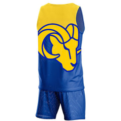 Los Angeles Rams FOCO Colorblock Mesh V-Neck & Shorts Set - Royal outlet