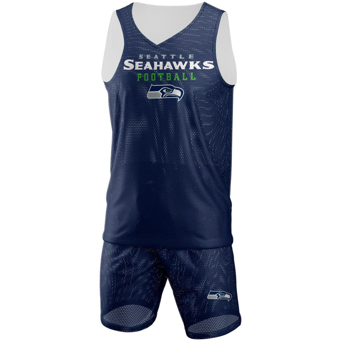 Seattle Seahawks FOCO Colorblock Mesh V-Neck & Shorts Set - College Navy online