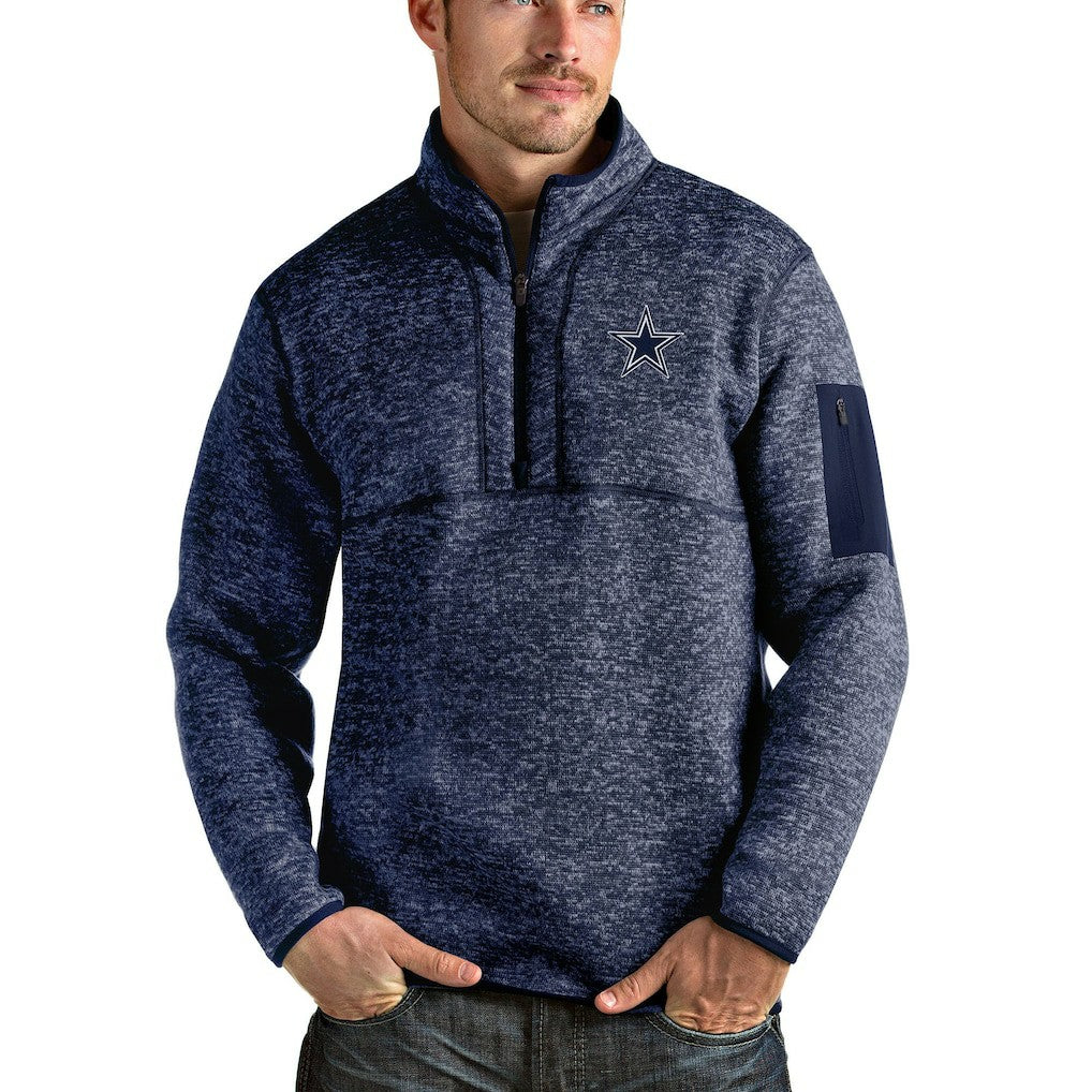 Dallas Cowboys Antigua Fortune Quarter-Zip Pullover Jacket - Heathered Navy outlet