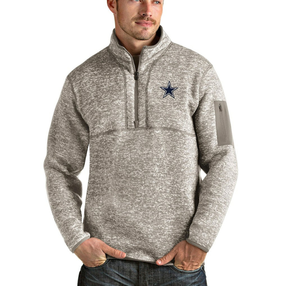 Dallas Cowboys Antigua Fortune Quarter-Zip Pullover Jacket - Oatmeal sale