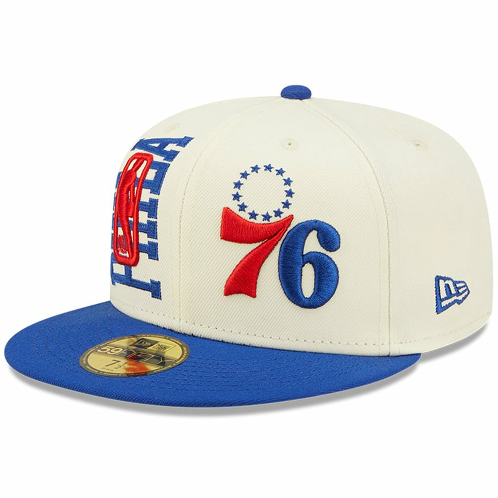 Philadelphia 76ers 2022 NBA Draft 59FIFTY Fitted Hat - Cream/Royal cheap