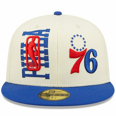 Philadelphia 76ers 2022 NBA Draft 59FIFTY Fitted Hat - Cream/Royal cheap