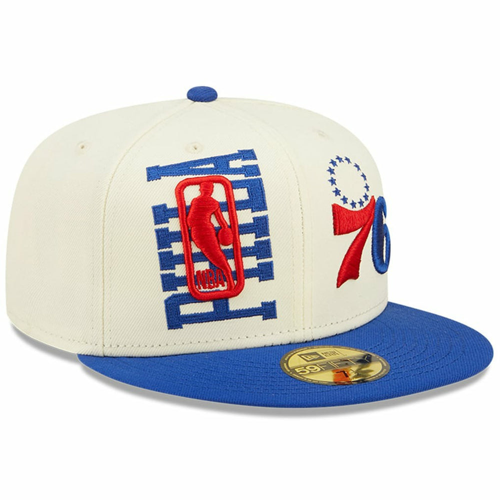 Philadelphia 76ers 2022 NBA Draft 59FIFTY Fitted Hat - Cream/Royal cheap