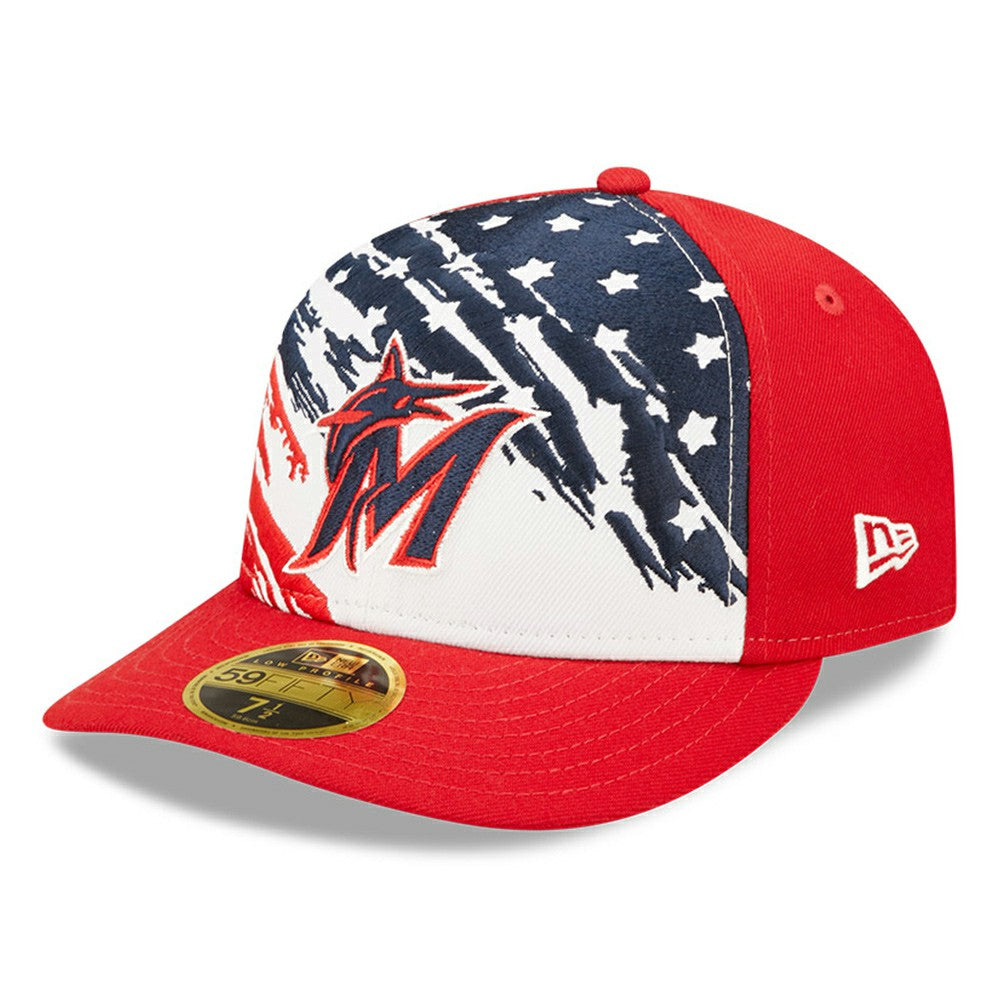 Miami Marlins 2022 4th of July Low Profile 59FIFTY Fitted Hat Red