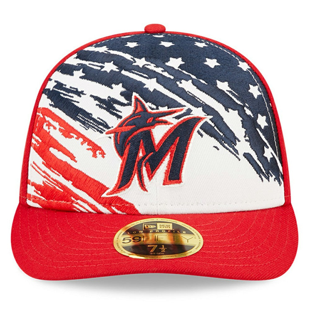 Miami Marlins 2022 4th of July Low Profile 59FIFTY Fitted Hat Red