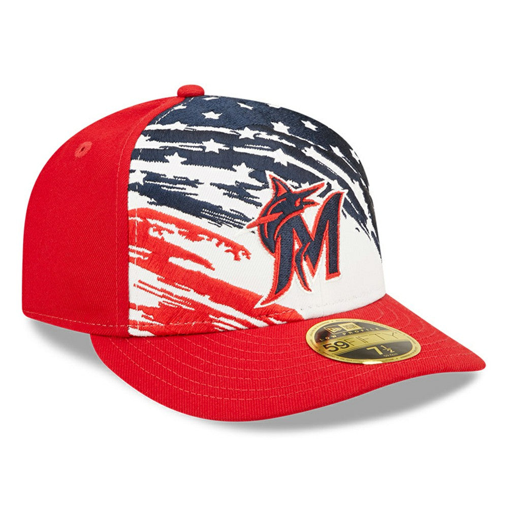 Miami Marlins 2022 4th of July Low Profile 59FIFTY Fitted Hat Red