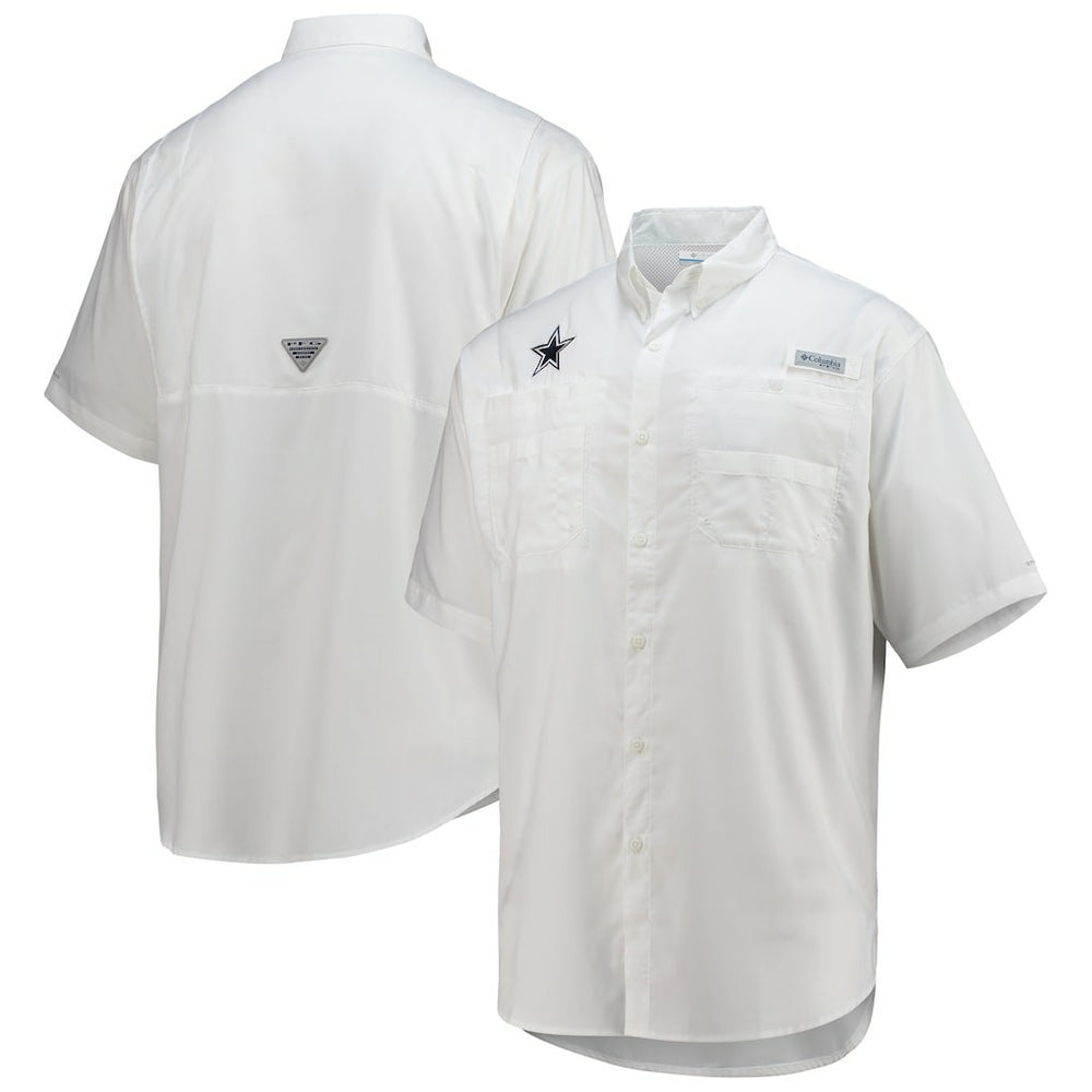 Dallas Cowboys Tamiami Omni-Shade Button-Down Short Sleeve Shirt - White on sale
