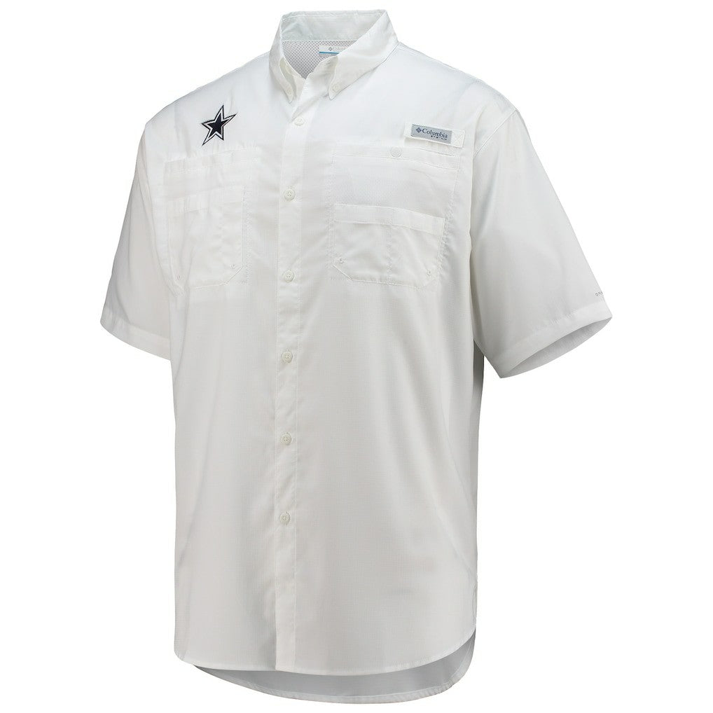 Dallas Cowboys Tamiami Omni-Shade Button-Down Short Sleeve Shirt - White on sale