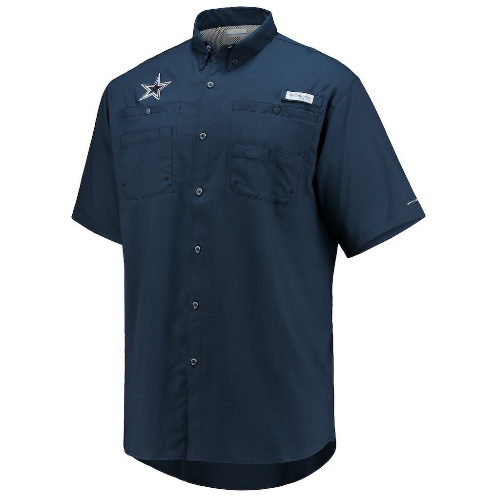Dallas Cowboys Tamiami Omni-Shade Button-Down Short Sleeve Shirt - Navy for sale