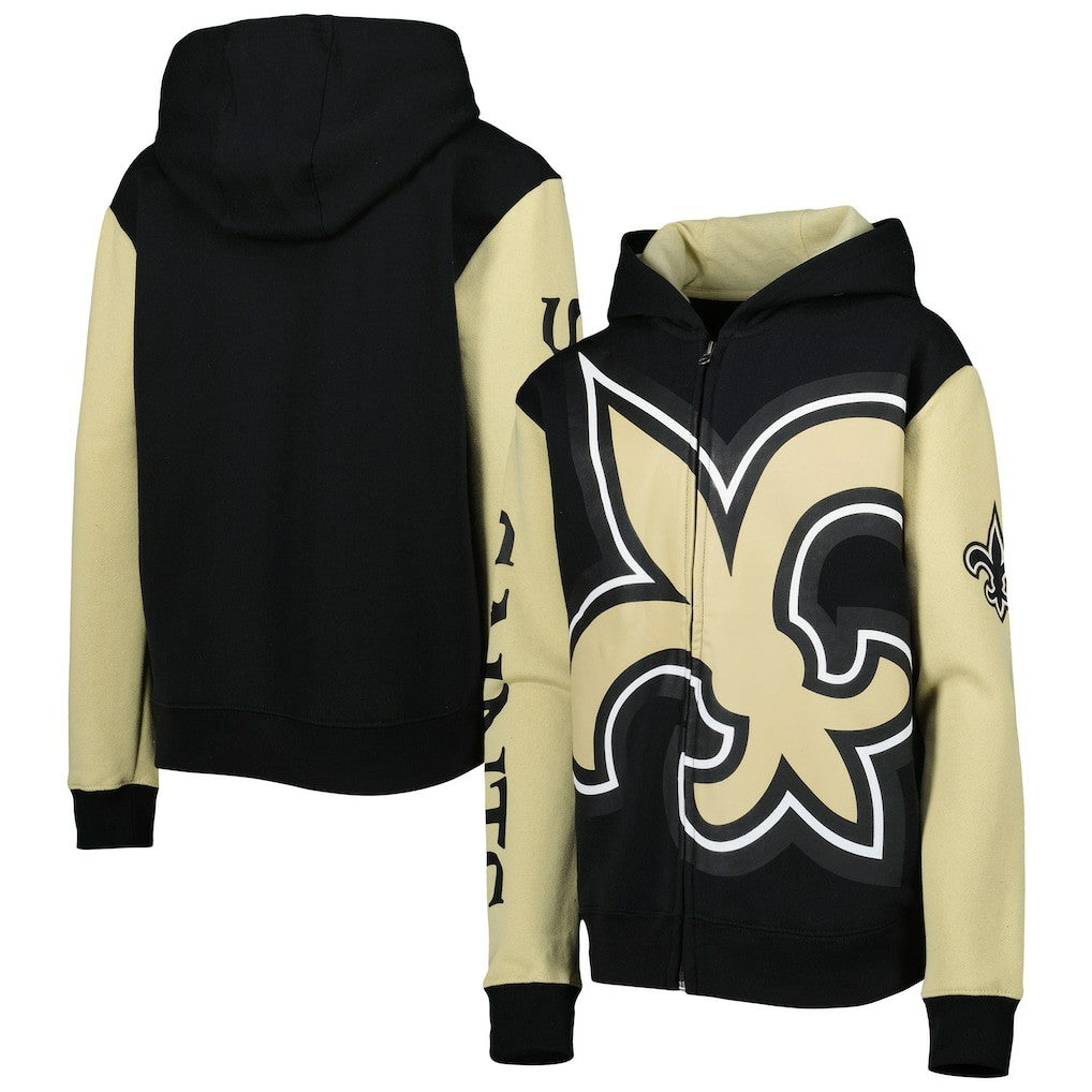 New Orleans Saints Youth Poster Board Full-Zip Hoodie - Black/Gold for sale