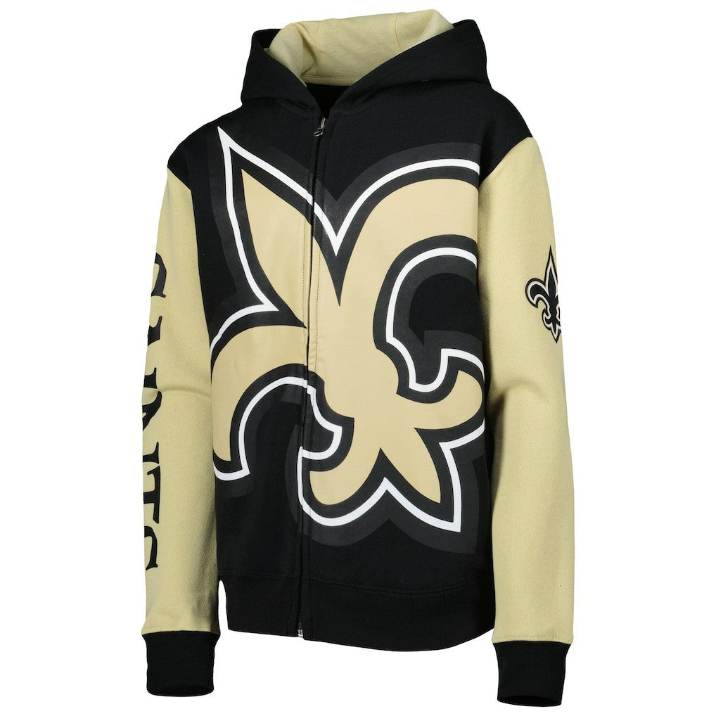 New Orleans Saints Youth Poster Board Full-Zip Hoodie - Black/Gold for sale