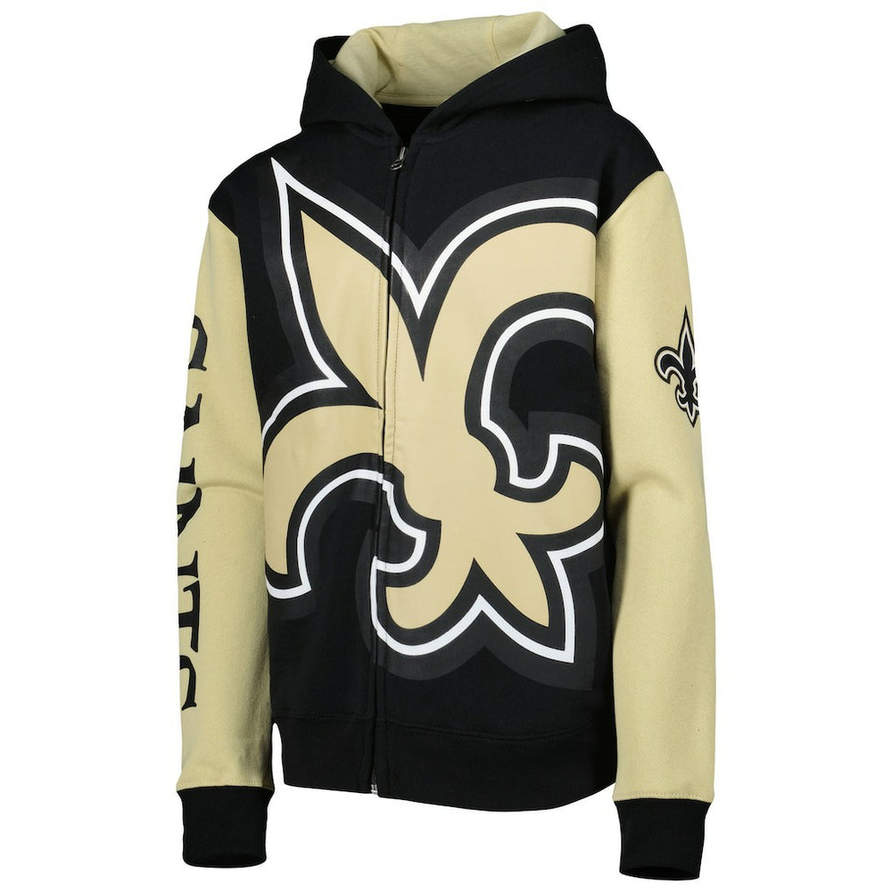 New Orleans Saints Youth Poster Board Full-Zip Hoodie - Black/Gold for sale