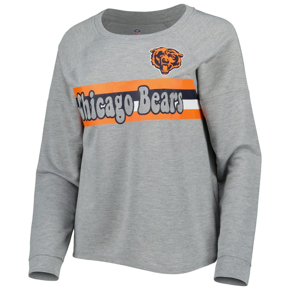 Chicago Bears Juniors All Striped Up Raglan Long Sleeve T-Shirt - Heathered Gray cheap