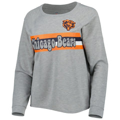 Chicago Bears Juniors All Striped Up Raglan Long Sleeve T-Shirt - Heathered Gray cheap