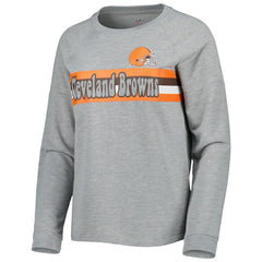 Cleveland Browns Juniors All Striped Up Raglan Long Sleeve T-Shirt - Heathered Gray on sale