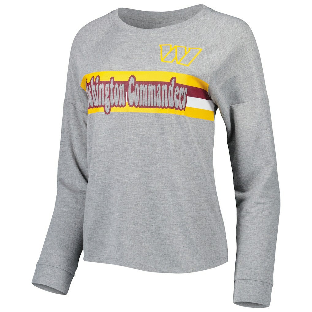 Washington Commanders Juniors All Striped Up Raglan Long Sleeve T-Shirt - Heathered Gray outlet