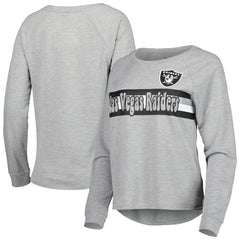 Las Vegas Raiders Juniors All Striped Up Raglan Long Sleeve T-Shirt - Heathered Gray outlet