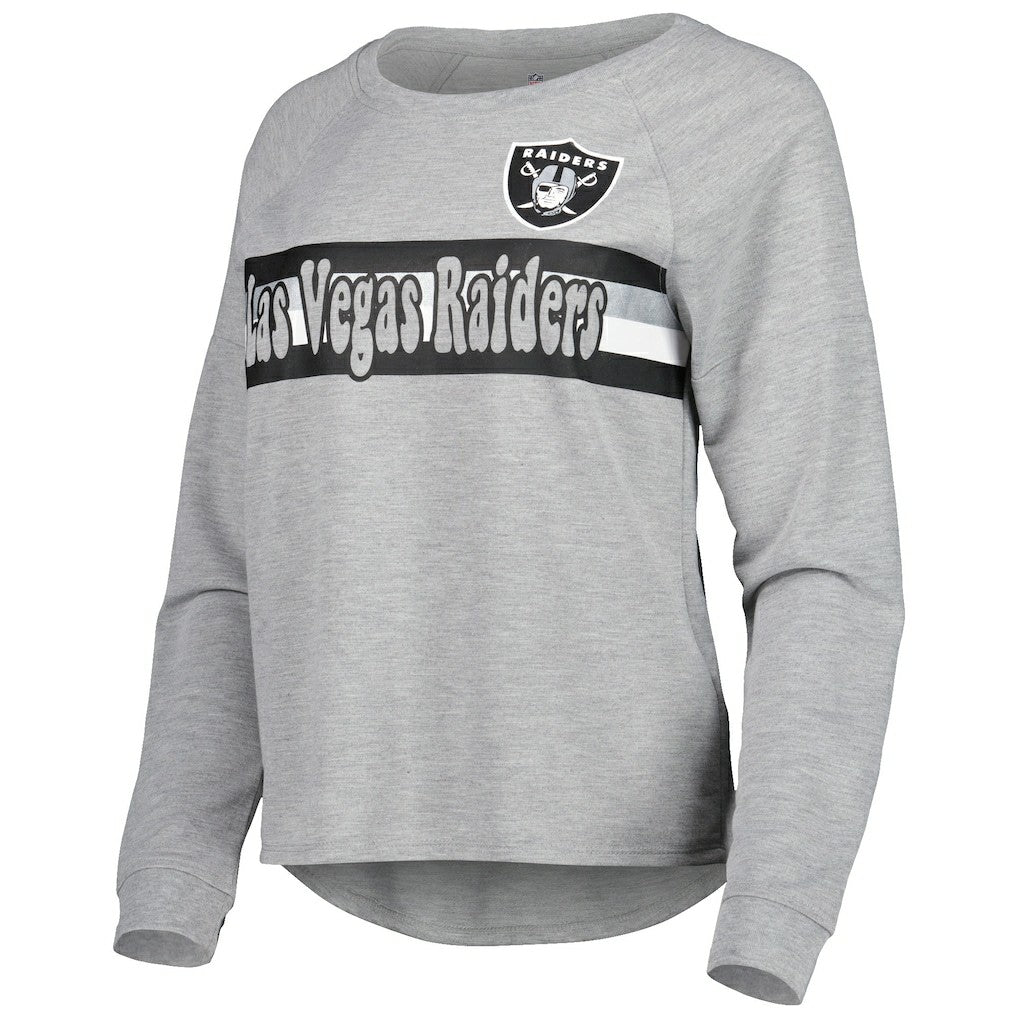 Las Vegas Raiders Juniors All Striped Up Raglan Long Sleeve T-Shirt - Heathered Gray outlet