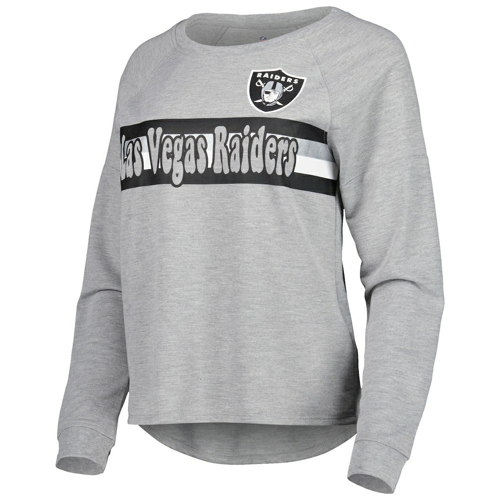 Las Vegas Raiders Juniors All Striped Up Raglan Long Sleeve T-Shirt - Heathered Gray outlet