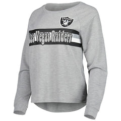 Las Vegas Raiders Juniors All Striped Up Raglan Long Sleeve T-Shirt - Heathered Gray outlet