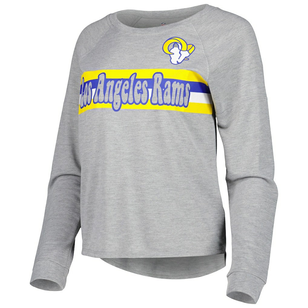 Los Angeles Rams Juniors All Striped Up Raglan Long Sleeve T-Shirt - Heathered Gray outlet