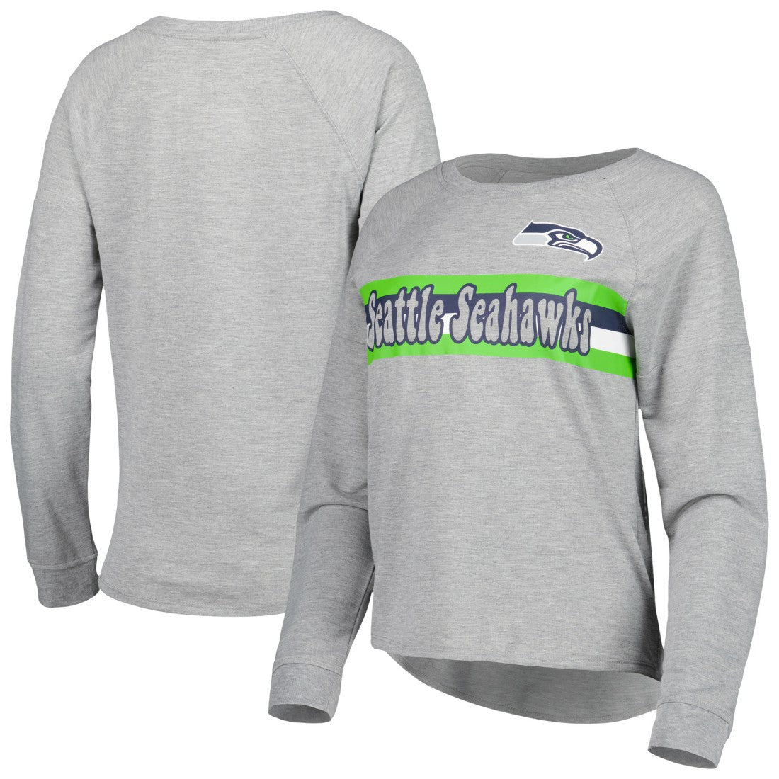 Seattle Seahawks Juniors All Striped Up Raglan Long Sleeve T-Shirt - Heathered Gray online