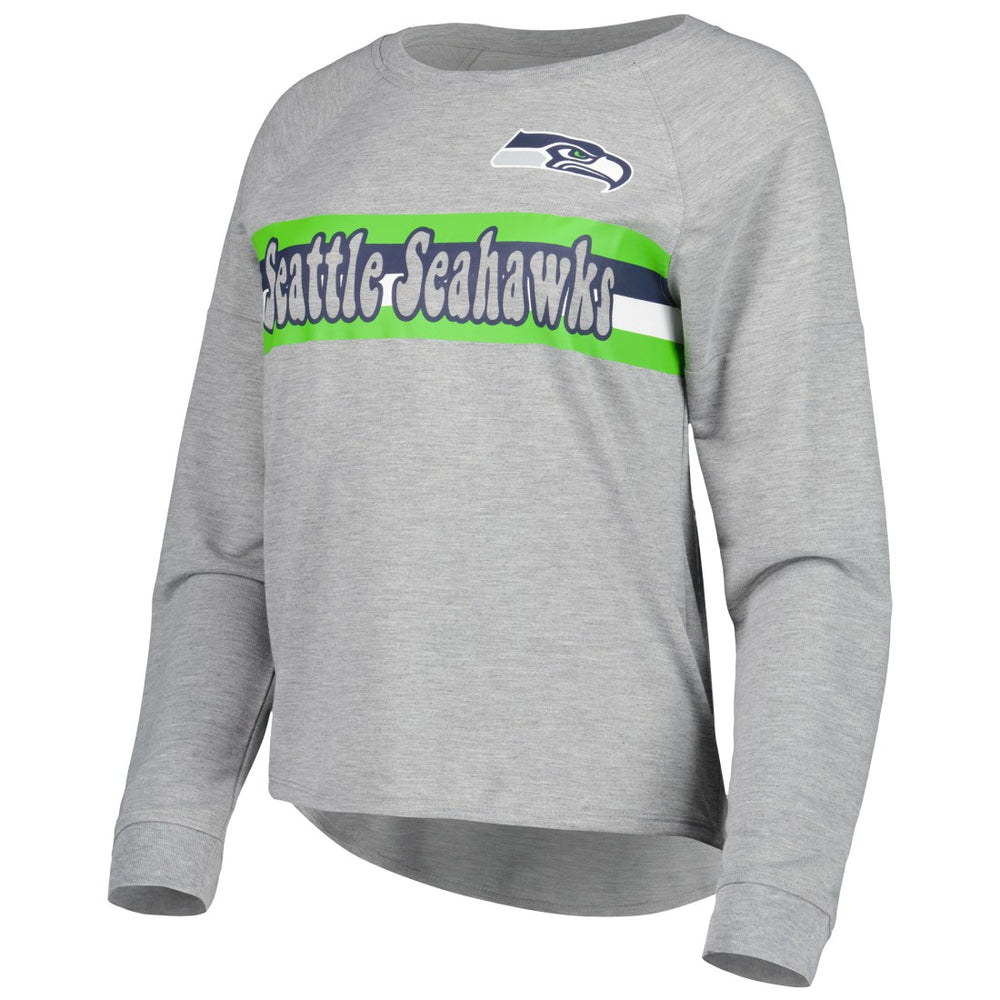 Seattle Seahawks Juniors All Striped Up Raglan Long Sleeve T-Shirt - Heathered Gray online